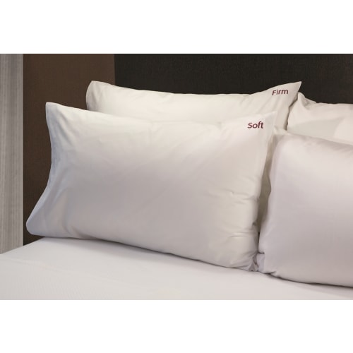 Red Roof T200 Blend Plain Weave, Standard Pillowcase, Firm 42x34 CS, White w/Burgundy Embroidery